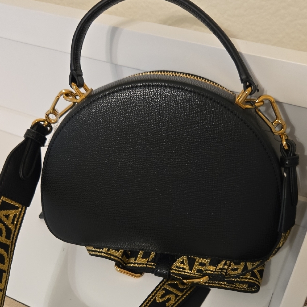 Karl Lagerfeld Black Crossbody Bag with Gold Accents Nwt - Picture 2 of 4